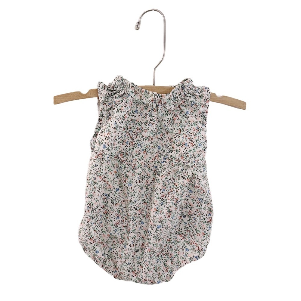 Floral Baby One-Piece Romper - White with Multicolor Floral